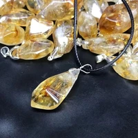 natural brazil citrine polishing rough stone pendant reiki healing crystals energy gem lucky charm fashion necklace jewelry