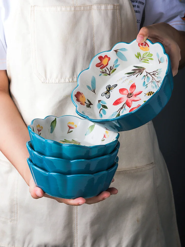 Прекрасный зеленых насаждений его Керамика чаша столовые приборы фруктовый