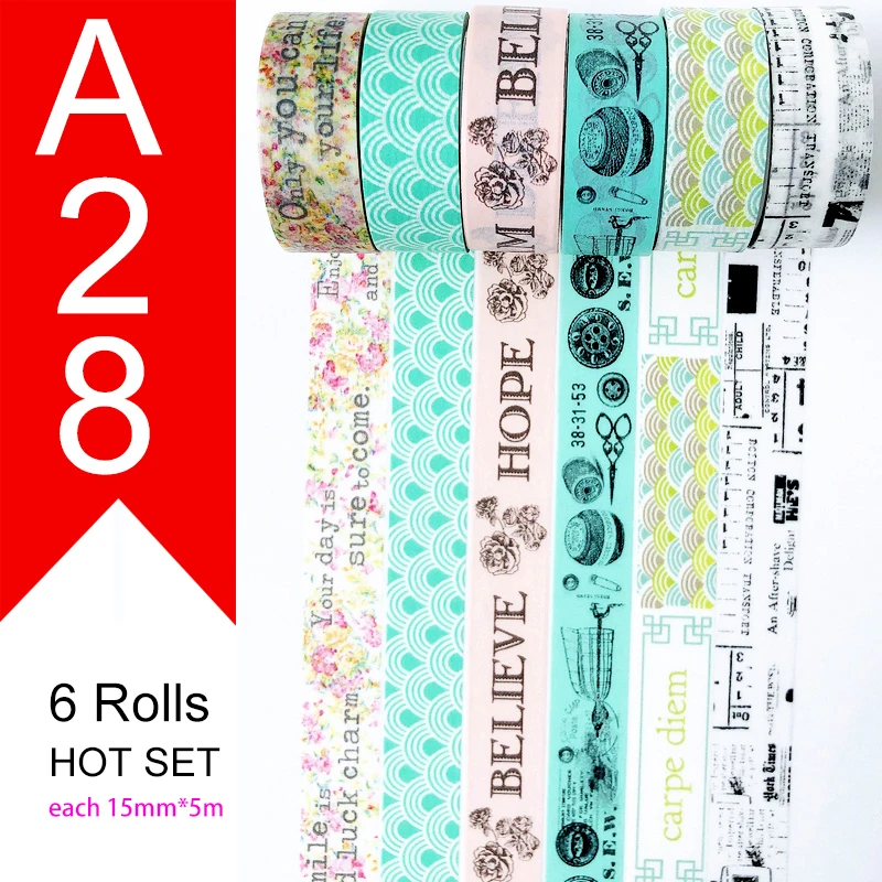 SET-A28 И купон васи лента, васи лента, акварель, опционально сочетание, распродажа, 9 стилей Наборы горячая Распродажа набор A30-A38 - Цвет: SET-A28