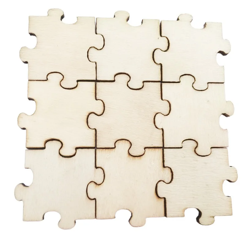 

25pcs Blanks Square Wooden Puzzles Wood Pieces Double-sided Wooden Embellishment DIY for Card Making Scrap Booking