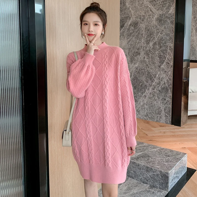

6069 Autumn Winter Thick Warm Knitted Maternity Sweaters Sweet Lovely loose Pullovers Dress Clothes for Pregnant Women Pregnancy