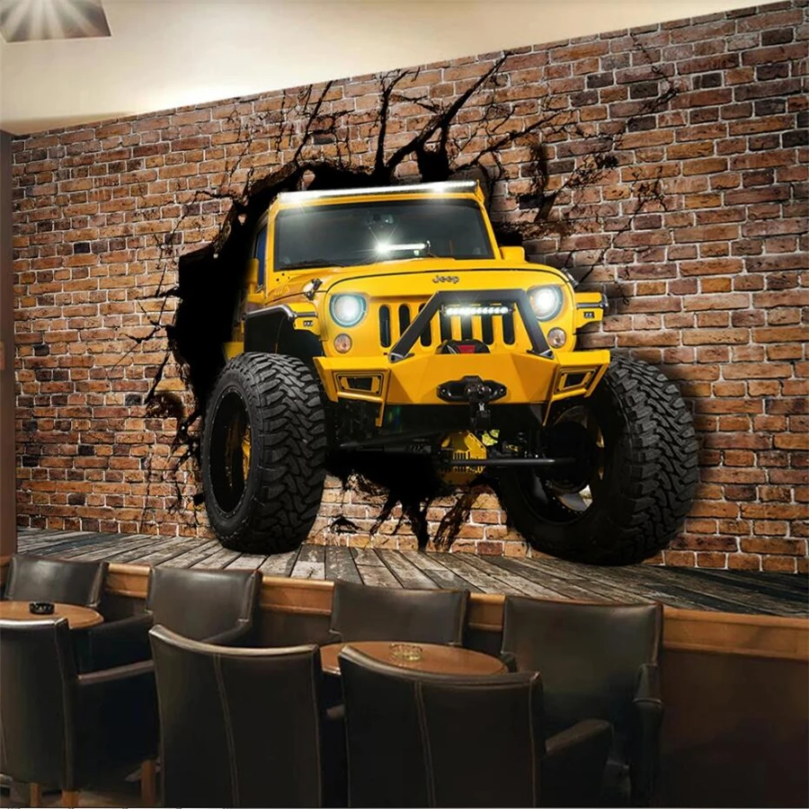 Обои для дома 3d обои джипа автомобиля сломанной стены|Обои| |