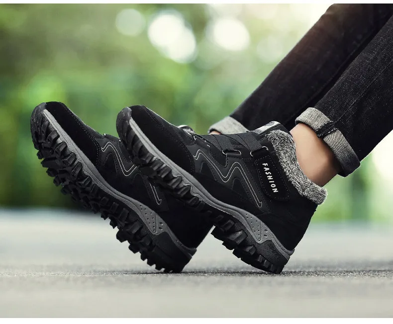 Мужские зимние теплые кроссовки со шнуровкой на меху и плюше|Ботинки| |