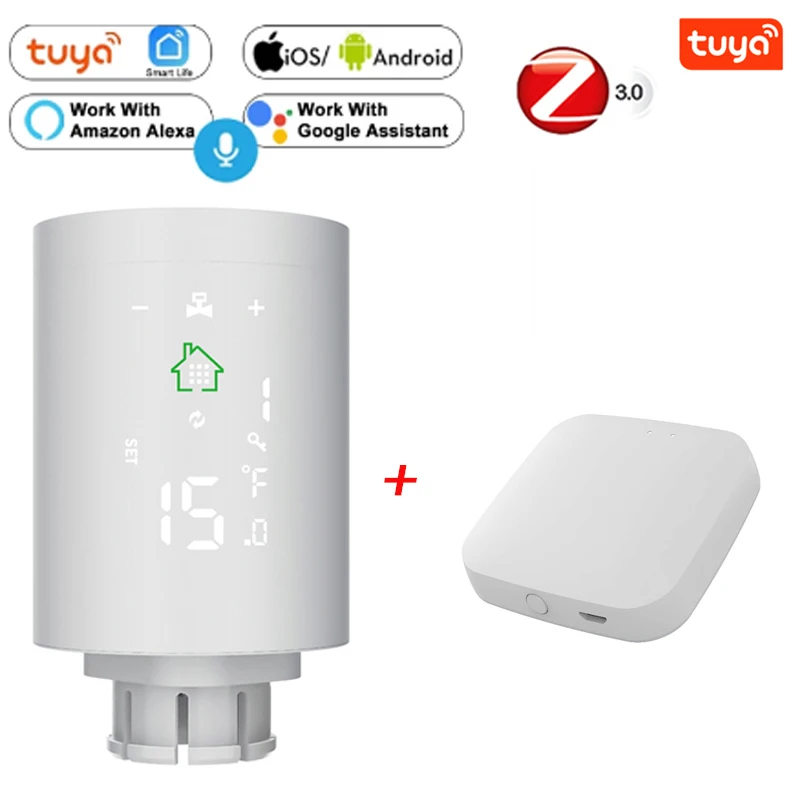 

Tuya Smart ZigBee Radiator Actuator Programmable Thermostat Thermostatic Radiator Valve Temperature Controller Support Alexa