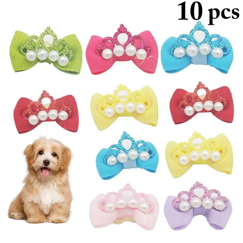 

10 Pcs/Set Small Dogs Hair Bowknot Decorated Dogs Hair Bows For Puppy Yorkshire Pets Dog Teddy Grooming Bows Dog Accessories