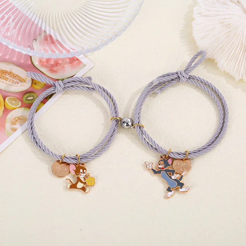

2021 Each Set of 2 Best Couple Bracelet Magnets Cute Doll Star Pendant Bracelet Elastic Rope Paired Bracelet Parent-Child Brazal