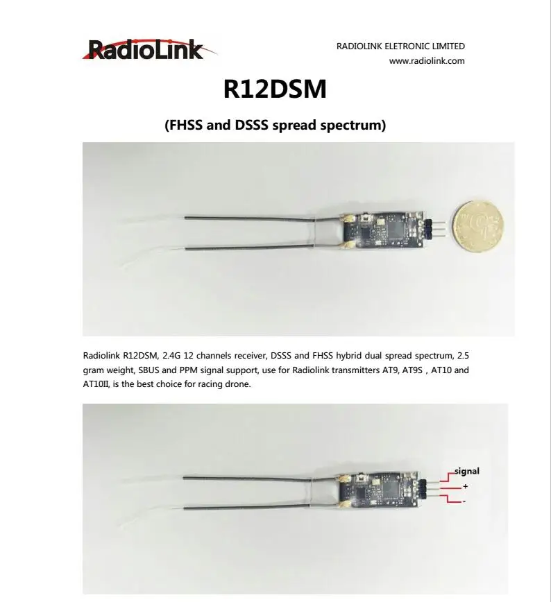 Radiolink R12DSM 2 4G 12 Каналы приемник для передатчиков AT9 AT9S AT10 AT10II | Игрушки и хобби
