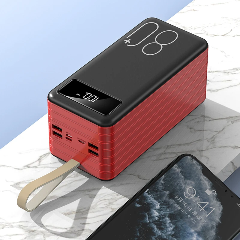 Verkaufen Hohe Kapazität 80000mAh Power Bank Tragbare Ladegerät Power Für IPhone 12 X Xiaomi Externe Batterie Poverbank Mit Taschenlampe