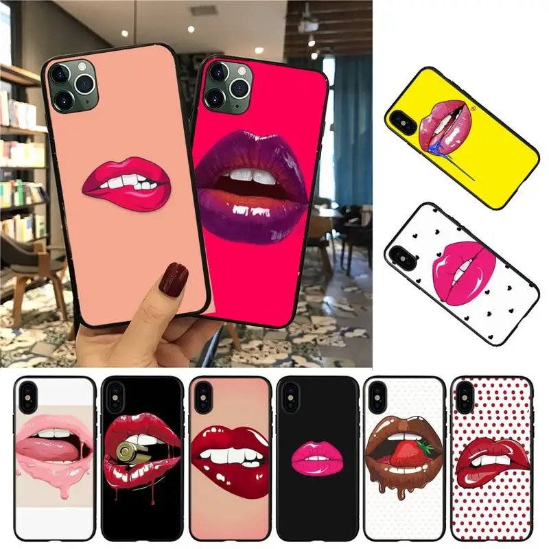 

YNDFCNB Sexy mouth lips lipstick Phone Case for iphone 13 8 7 6 6S Plus 5 5S SE 2020 12pro max XR X XS MAX 11 case