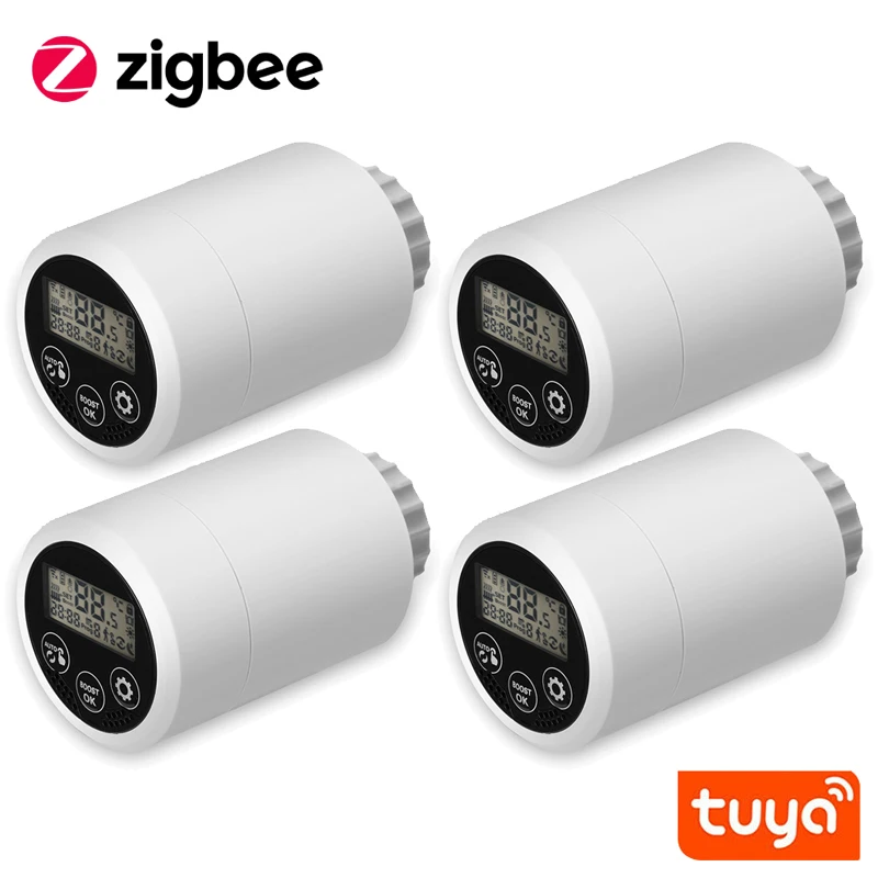

Умный привод радиатора ZigBee Tuya, программируемый термостатический клапан радиатора, регулятор температуры с Alexa Google Assistant