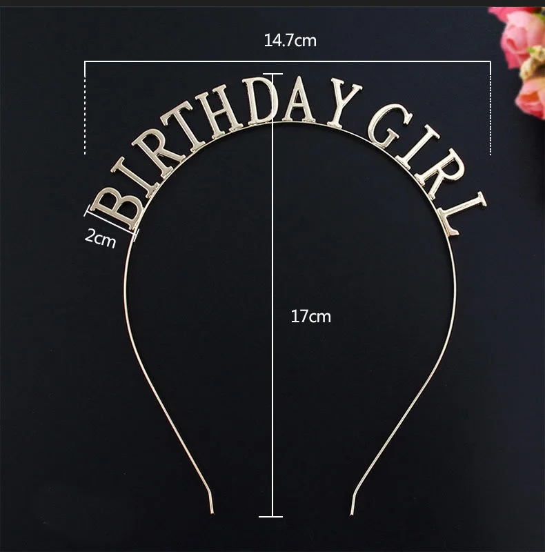 

Letter Word Birthday Girl Tiara Crown Hair Accessories Plated Women Headband for Party Favor Decor