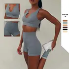 2021 летний женский однотонный бюстгальтер для йоги, фитнеса, бега, танцев, короткие брюки, новая одежда для тренажерного зала, одежда для бега, бесшовный спортивный костюм для тренажерного зала