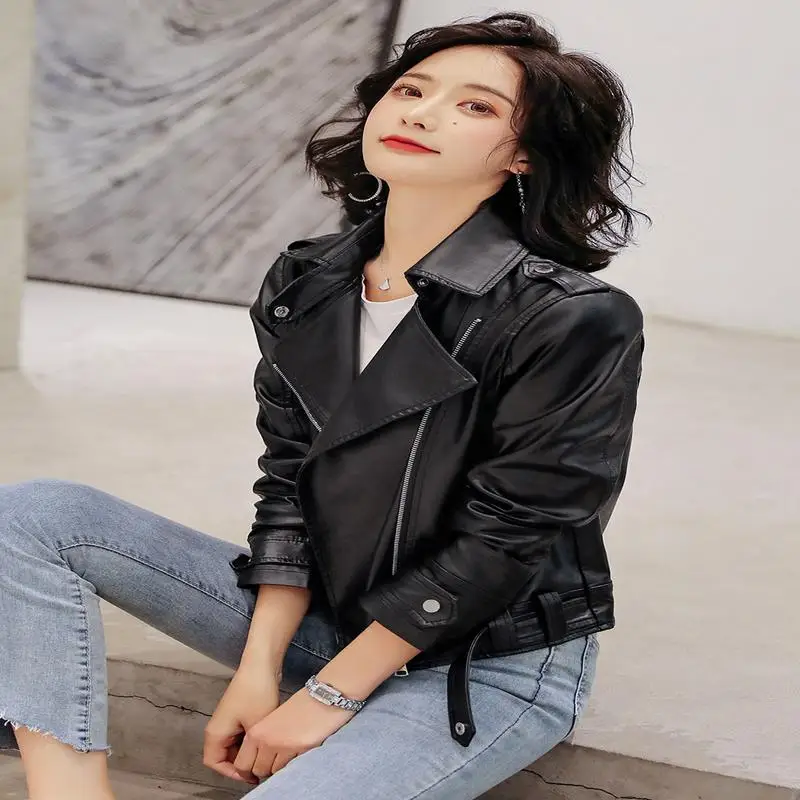 

click Spot high rate size all m -- 5xl2021 spring new leather women's short slim fashion