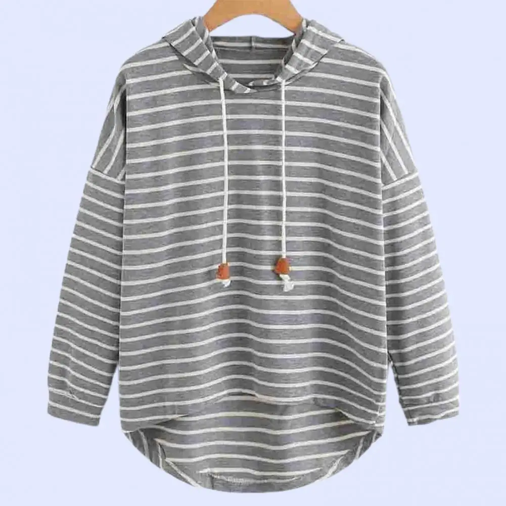 

Pullover Women's Sweatshirts Hooded Stripe Printed Loose Polyester Stretchy Casual Women Hoodie for Home