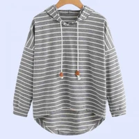 pullover womens sweatshirts hooded stripe printed loose polyester stretchy casual women hoodie for home