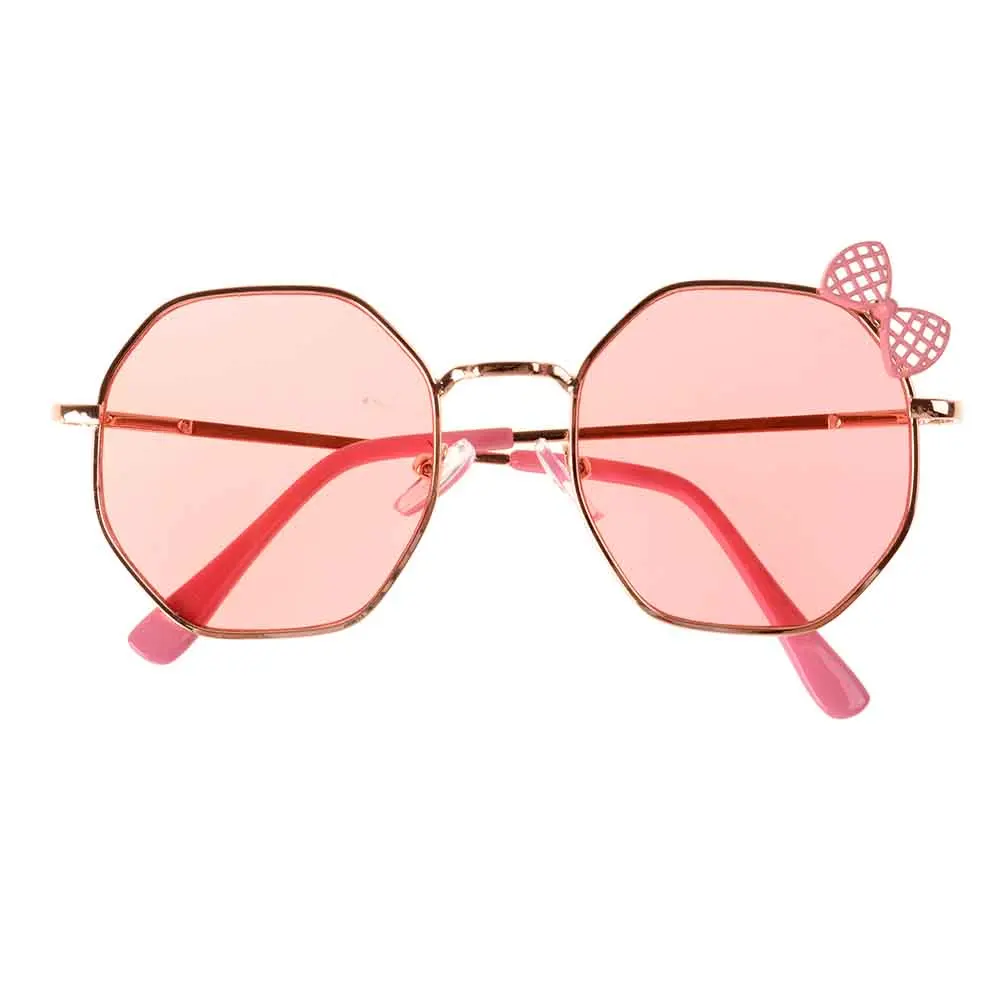

Fashion Girl Bow Metal Sunglasses Polygon Trend Lovely Glasses Girls UV400 Protection Eyewear