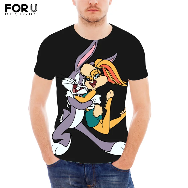 

FORUDESIGN Мужская футболка с короткими рукавами Lola Bunny, одежда для пар с принтом кролика, свободная повседневная футболка Harajuku, дышащие топы, Camisa