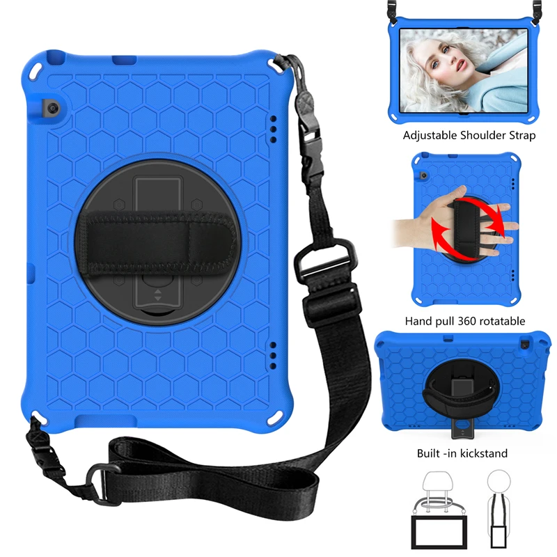 

Kids Stand Cover For Huawei MediaPad T5 10 AGS2-W09/L09/L03 10.1 inch 360 Handle Shoulder Strap EVA Shockproof Tablet Case Coque