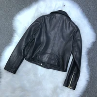 Woman Coats 100 Sheepskin Leather Coat Full Sleeve Female Motorcycle Jackets Natural Genuine Leather Short Ladies Jackets H58