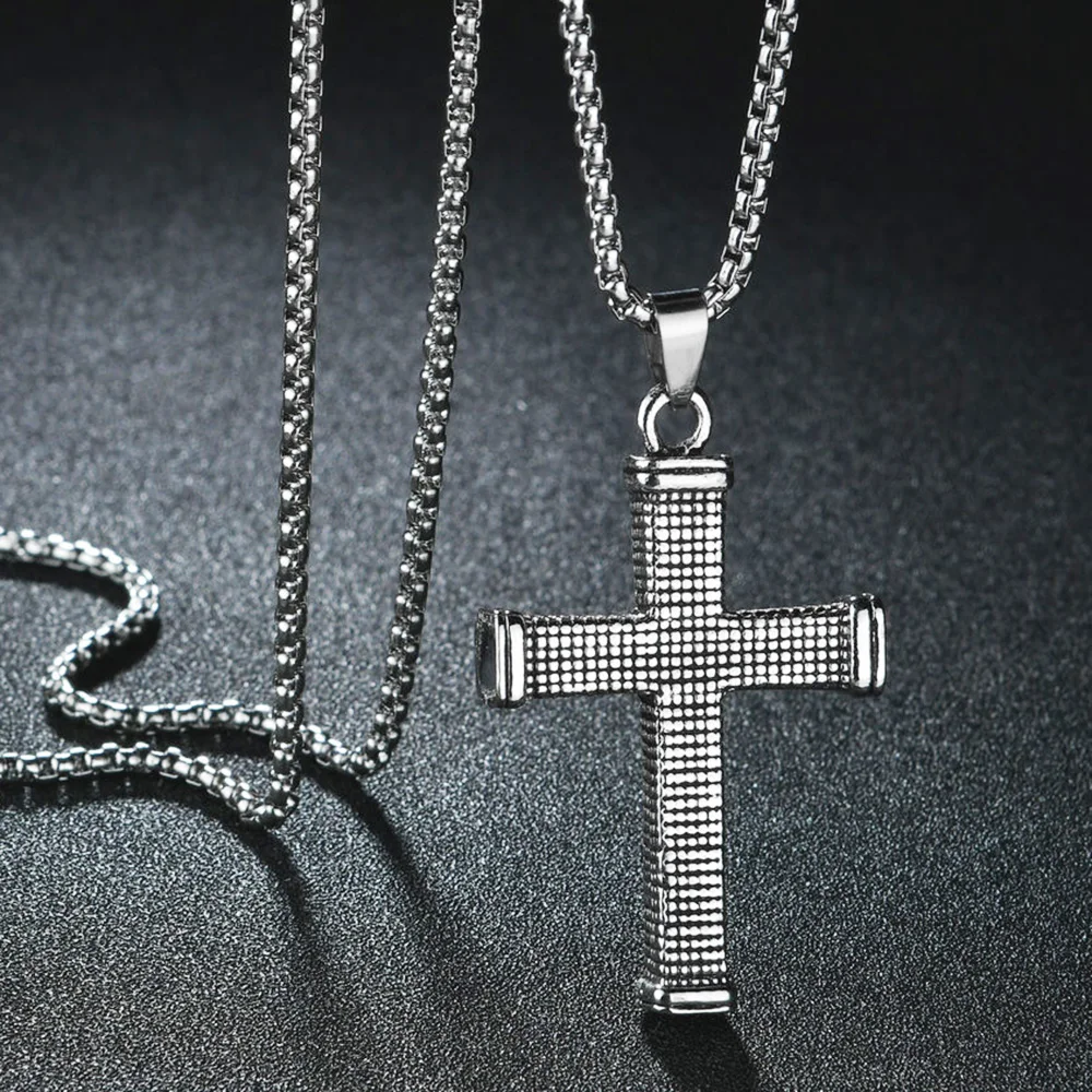 

Цепочка с подвеской-крестом для мужчин и женщин, кулон из нержавеющей стали серебристого цвета, модное ожерелье для девушек и мальчиков
