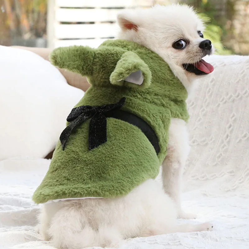 

Luxury Fake Fur Dog Clothes Winter Rabbit Ears Dog Hooded Coat Vest Jacket For Small Medium Dogs Chihuahua Bichon Pet Outfit XXL