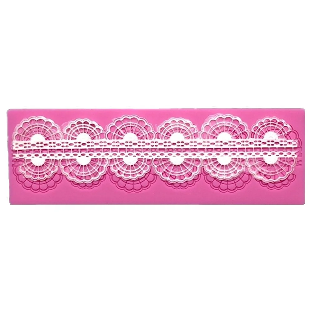 Силиконовая кружевная форма с двойным вентилятором для украшения торта из