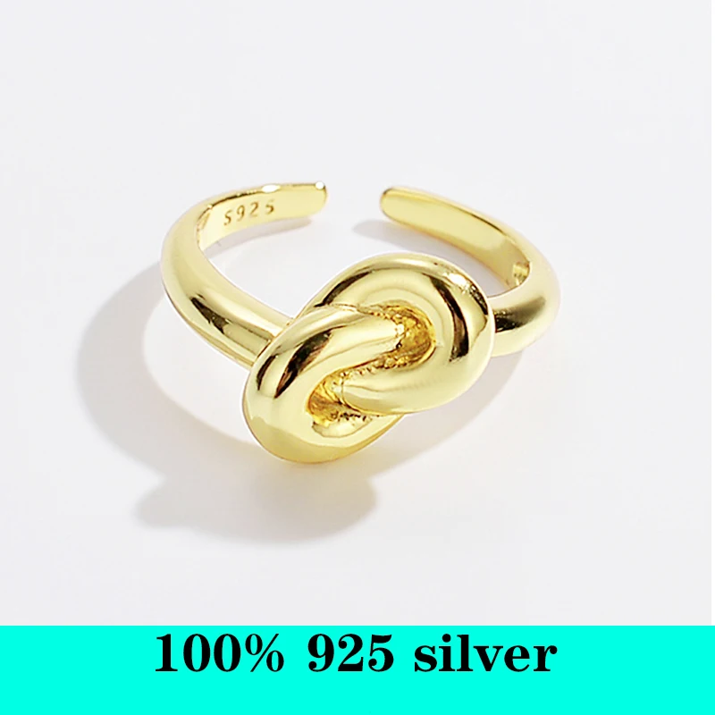 

18K gold color 925 sterling silver knotted geometric minimalist ring women can adjust party ring fashion jewelry