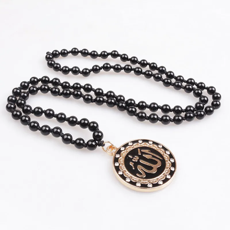Мусульманское ожерелье с кулоном 6 мм камнем для мужчин и женщин|Ожерелья