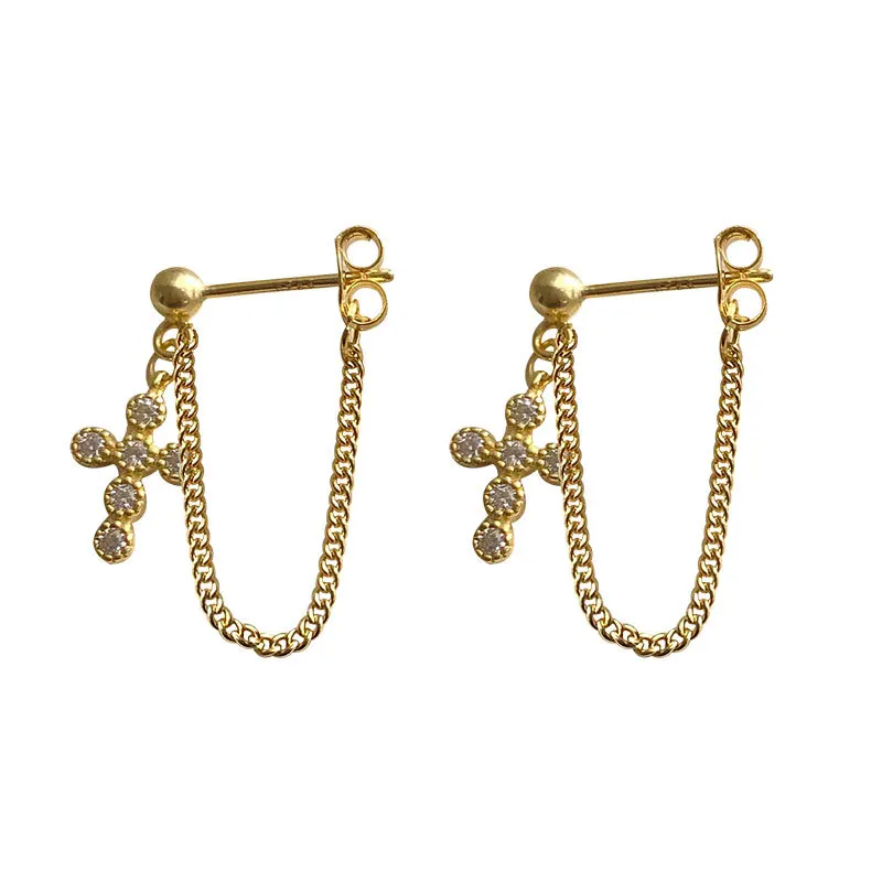 

YC4803E S925 Silver Fashion Delicacy Zircon Cross Earrings for a Girlfriend Gift Party Banquet WOMEN'S Jewelry Earrings 2021