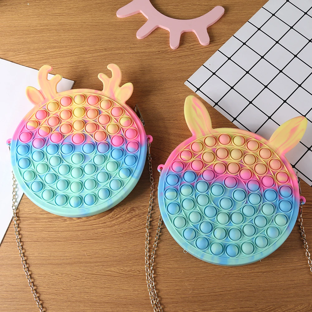 

Running Bag Rainbow Silicone Push Bubble Fingertip Toys Anti-Stress Stress Reliever Squeeze Crafts Sensory Decompression Toys