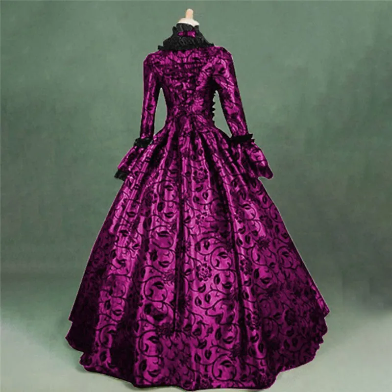 Средневековое готическое платье 18 го века кружевное с цветочным принтом в стиле