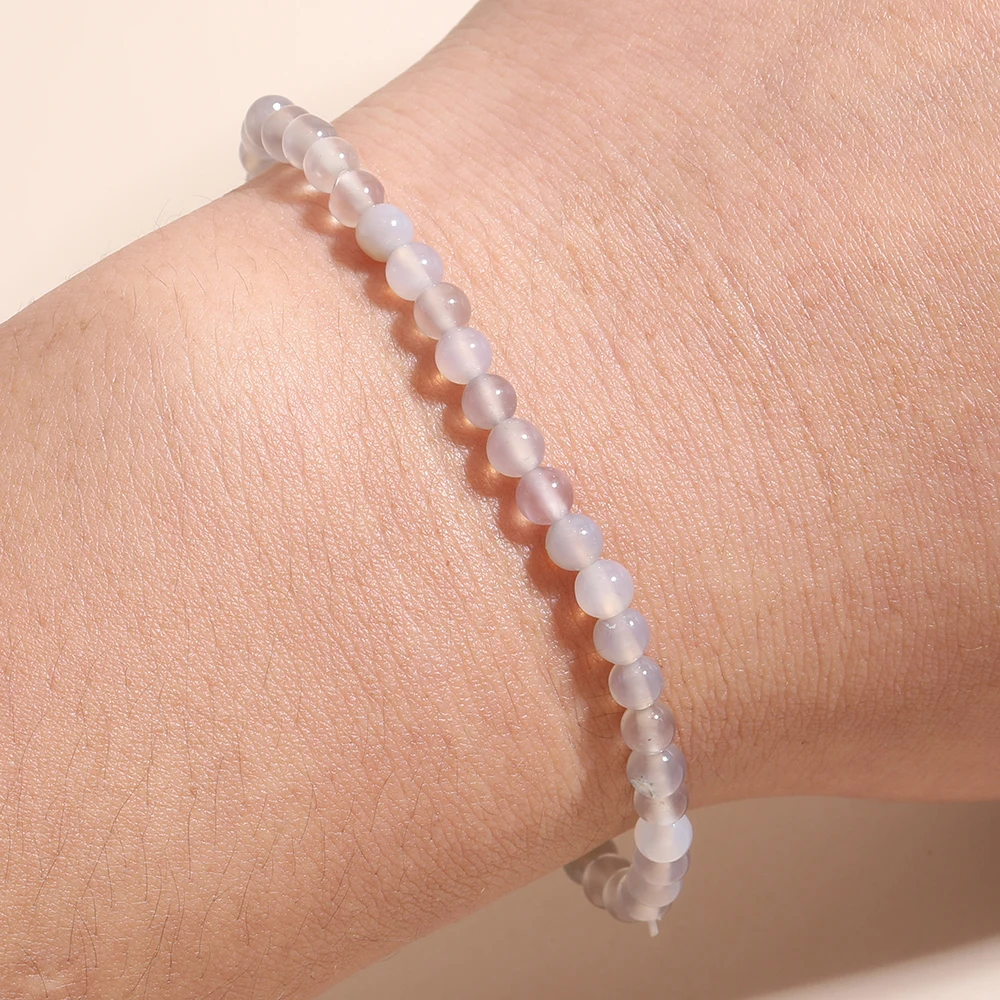 

OAIITE 5 Pcs/set 4MM Mini Natural Stone Bracelets Red Black Agate Beads White Crystal Bangle Men Women Yoga Meditation Jewelry