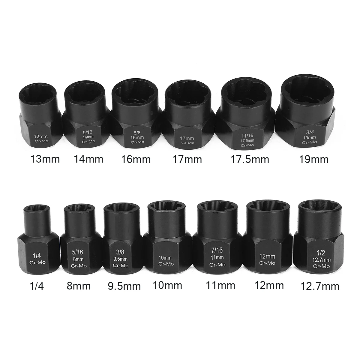

New 13Pcs Impact Damaged Bolt Nut Screw Remover Extractor Socket Tool Kit Removal Set Bolt Nut Screw Removal Socket Wrench 3/8"