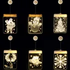 Рождественская гирлянда, гирлянда, занавески, светодиодсветодиодный 3d-фонарики на батарейках, Рождественское украшение для окон в спальне