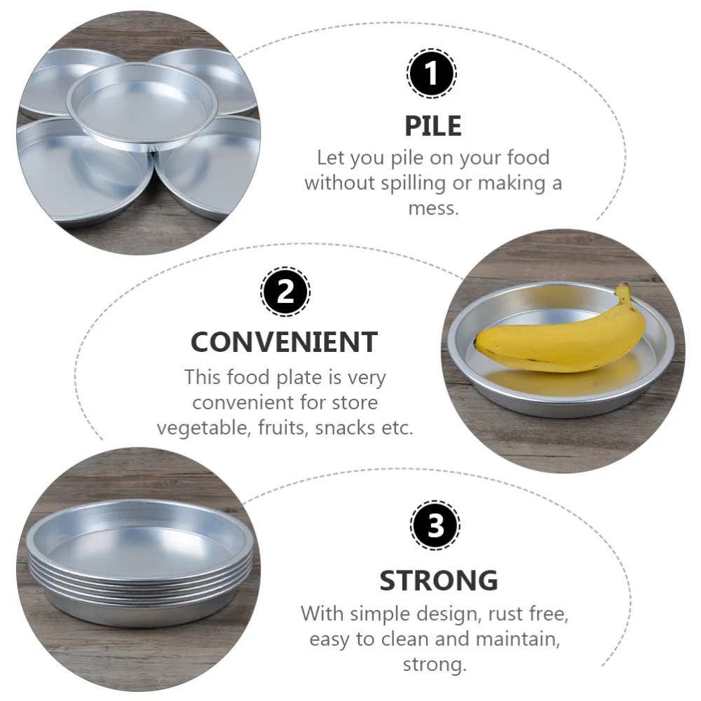 

5 Pcs Aluminium Alloy Food Plates Multi-functional Dinner Plate Pizza Plates