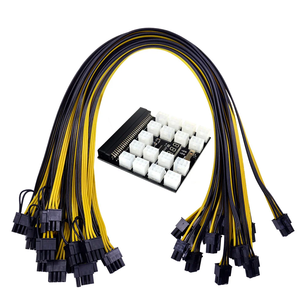 

1aCHIPAL Module Breakout Board Kits HP 1200W 750W PSU + 12pcs /17pcs 60CM 6Pin to 8Pin Power Cable For GPU Graphics Card