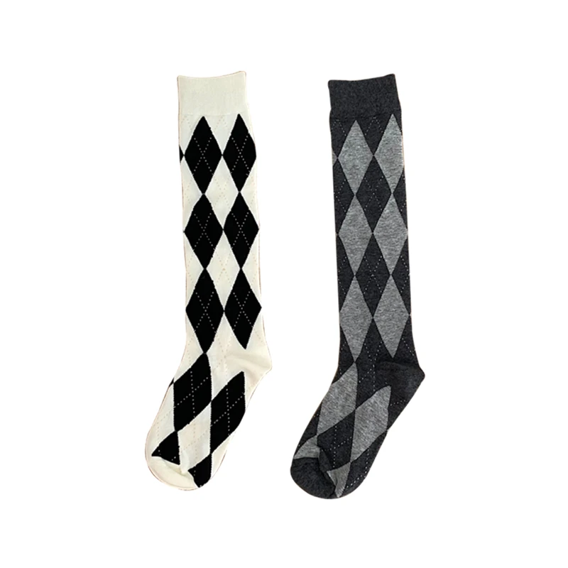 New 2022ins College Style Diamond Stockings Female Spring and Summer Students Thin Tube Socks and Long Tube Comfortable Cotton s