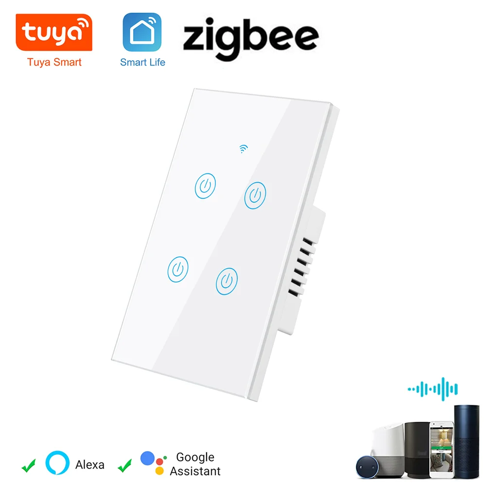 

Tuya Zigbee Switch Touch Panel for Smart Home APP Remote Control US AU Standard Work with Alexa Google Home 1 2 3 Gang