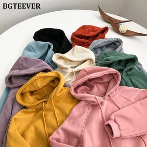 BGTEEVER осенне-зимняя Толстовка Женская флисовая толстовка свободные утепленные пуловеры Толстовка Повседневная Женская Теплая Куртка Harajuku