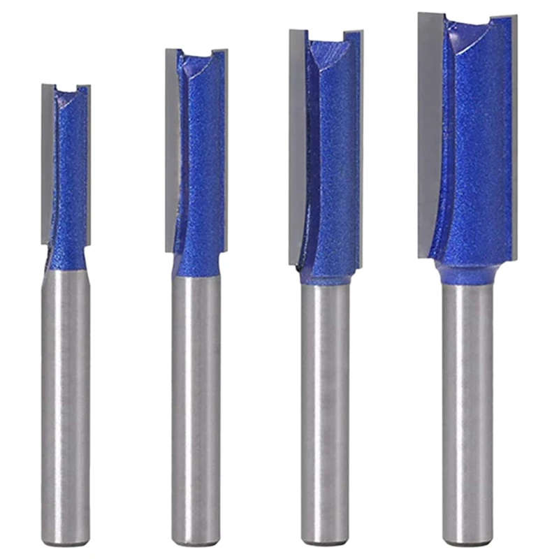 

4Pcs Straight Cut Router Bits 1/4-Inch Shank Double Flute Straight Router Bit Set