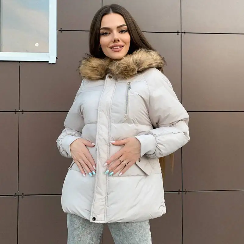 Fashion Hooded Thicken Warm Padded Jacket parkas Lady Winter Outwear New Winter Women Fur Collar