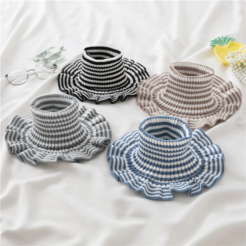 

2021 Women Warm Ribbed Turtleneck Knitted Sweater Fake Collar Windproof Detachable False Collar Neck Cover Removable Scarf Wrap