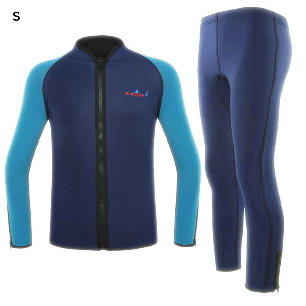 

2 PCS Split Diving Suit 2MM Neoprene Front Zip-Fastener Wet Suits Top and Wetsuit Pants Thermal Warm UV Sun Protection for Adult