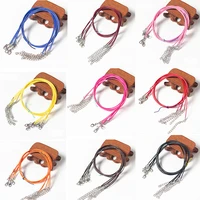 2022 hot 20pcs 4560cm adjustable leather wax cord handmade braided rope necklaces pendant charms lobster clasp string jewelry