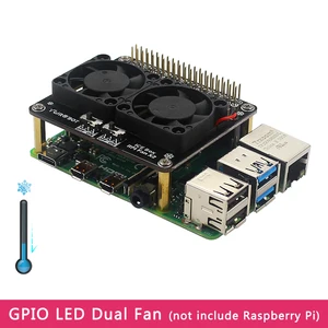 Плата расширения Raspberry Pi 4 Model B GPIO, охлаждающий вентилятор с сисветодиодный Ной подсветильник кой, двойной модуль вентилятора для Raspberry Pi 4B3B +3B