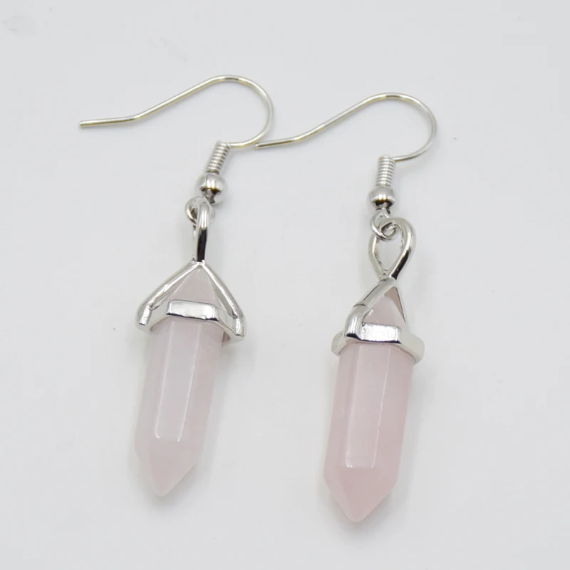 1 пара шестиугольная острым рейки из натурального камня с украшением в виде