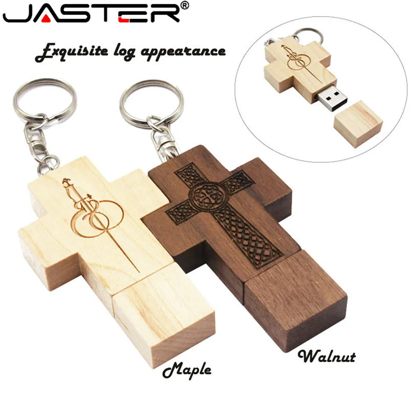 JASTER заказной usb-накопитель в виде деревянного Креста флэш-накопитель флеш-накопитель usb 2,0 4 ГБ 8 ГБ 16 ГБ 32 ГБ 64 ГБ модный подарок логотип на заказ