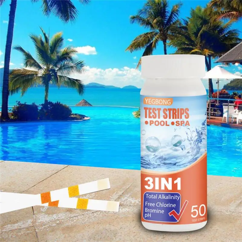 

50pcs Water Test Strips Tub Water Quality 3-In-1 Swimming Pool Test Paper PH Test Strips SPA Swimming Pool Water Tester Paper