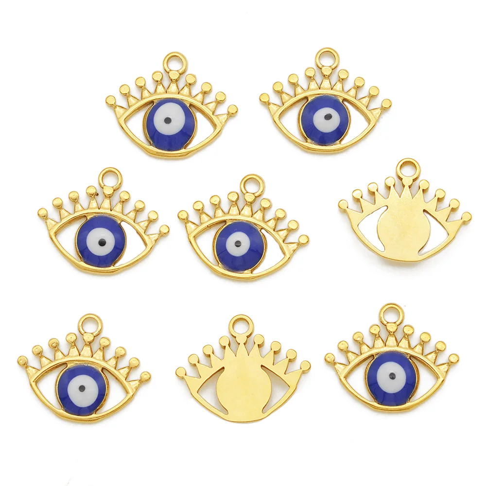 3pcs/lot 316 Stainless Steel Gold Evil Eye Pendant DIY Jewelry Charm Wholesale Top Quality Findings Factory Price Custom - купить по