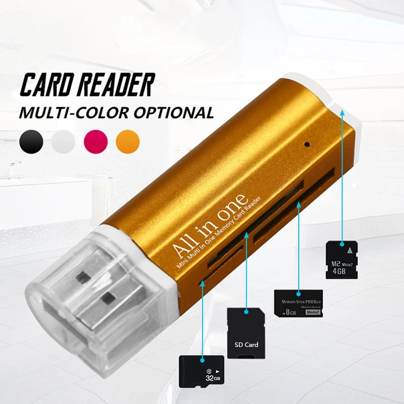 4 в 1 Micro USB 2,0 кард-ридер usb адаптер для Micro SD карты TF M2 MMC MS PRO DUO кардридер